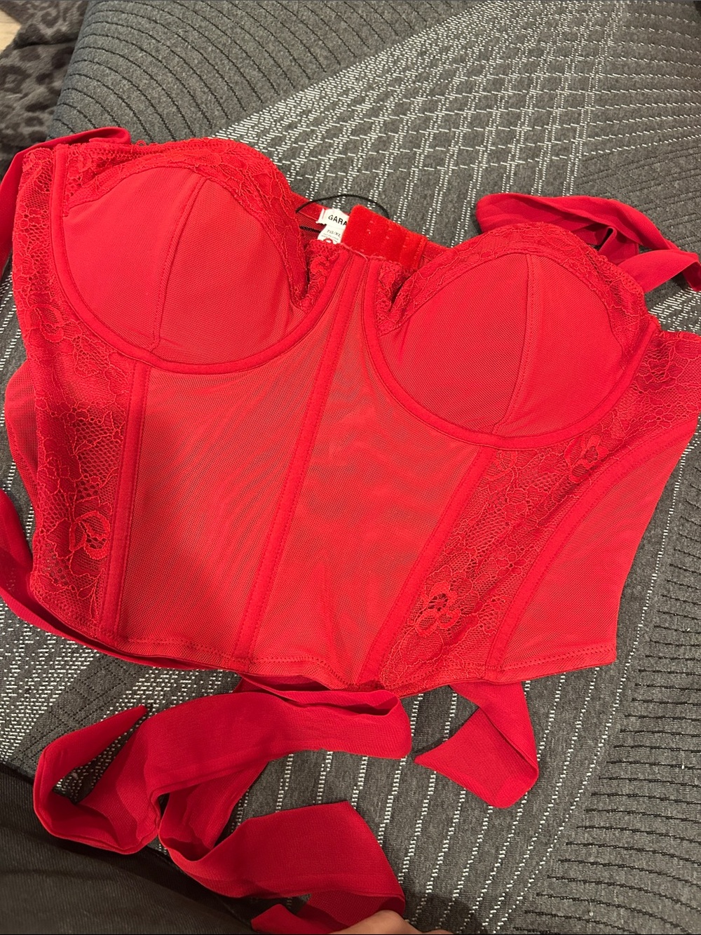 Garage Red Lace Bustier Top